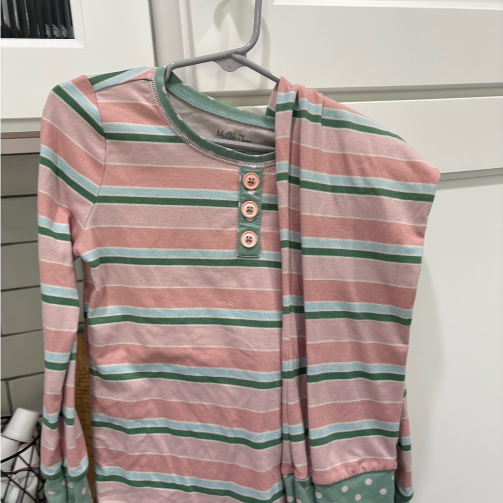 Matilda Jane Pink and Green Striped Pajama Set